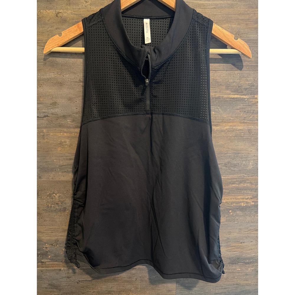 Athleta Womens Black Quarter Zip Mesh Racerback Activewear Tank Top XL RN 54023